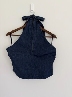 LOFT Denim Tie-Wrap Halter Top | Size 10